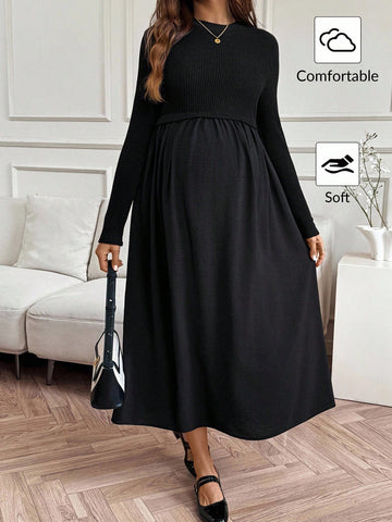 Maternity black sweater combo dress