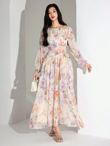 Floral chiffon maxi dress