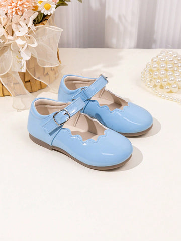 Girls Blue scalloped Mary Jane shoes