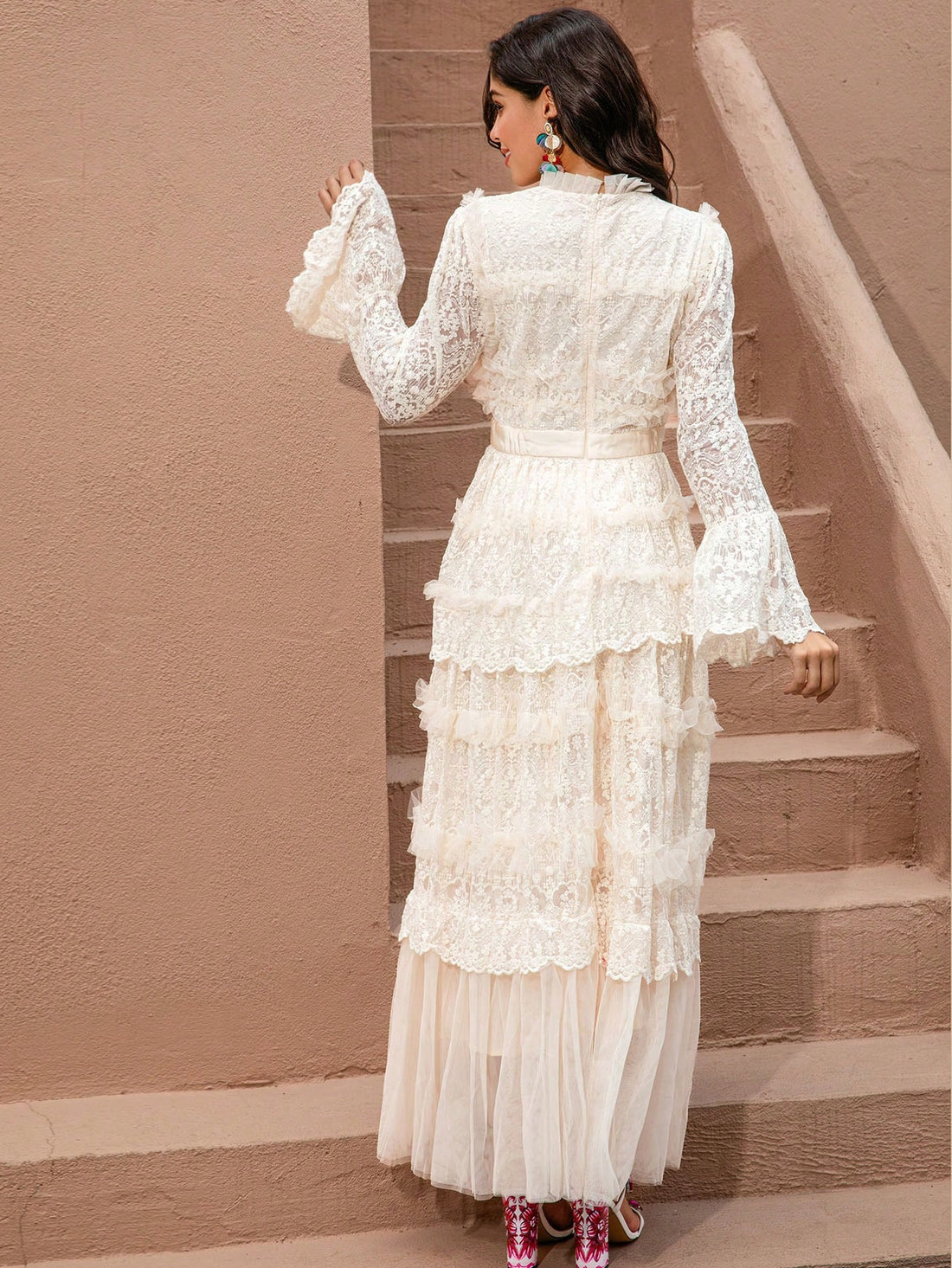 Elegant lace Ruffle maxi dress (Needle and Thread inspired)