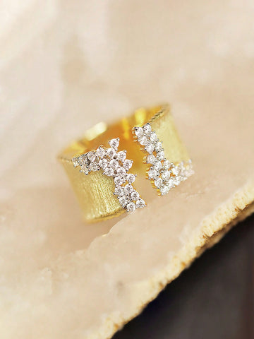 CZ statement gold ring