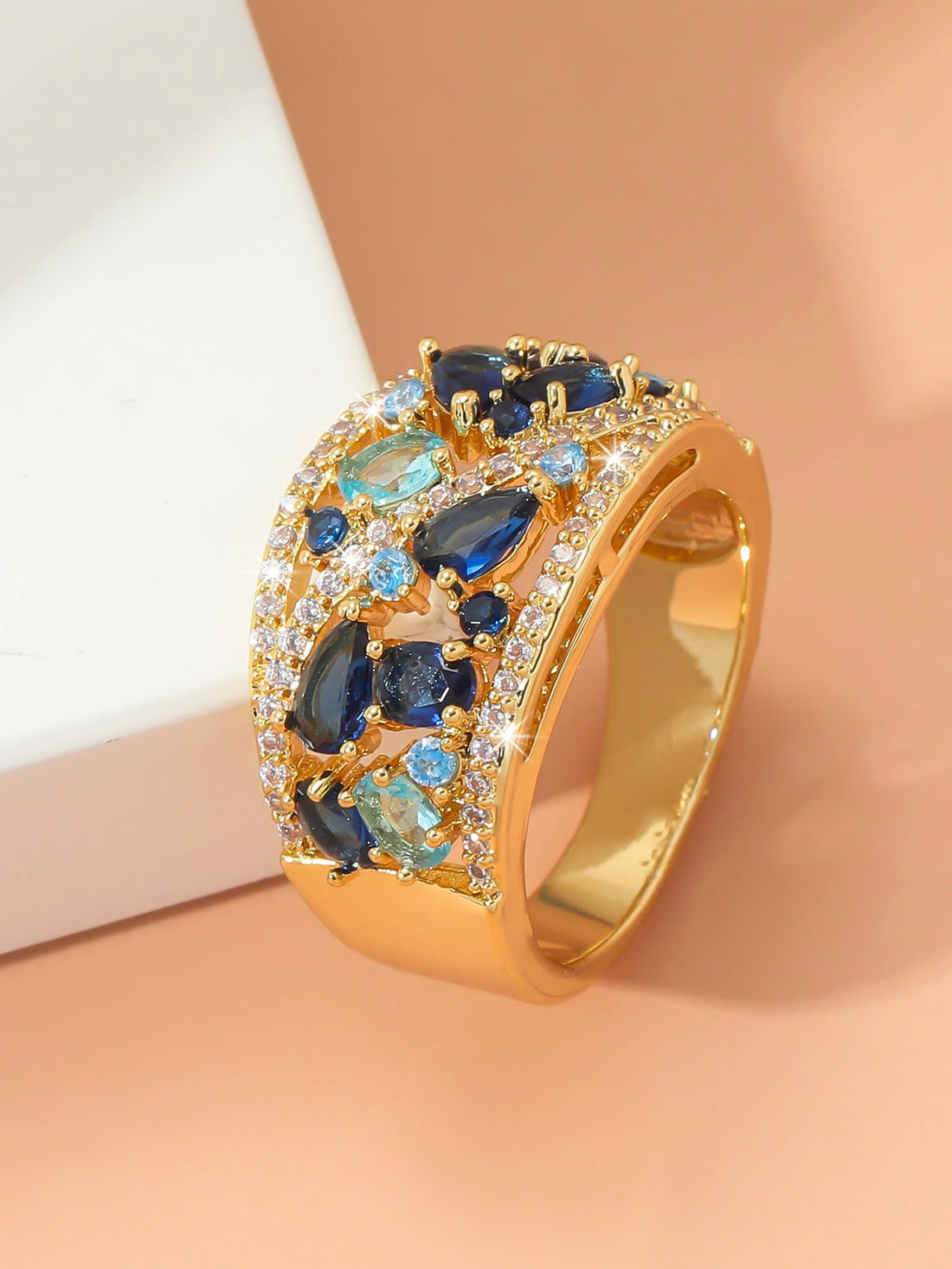 CZ Statement blue ring