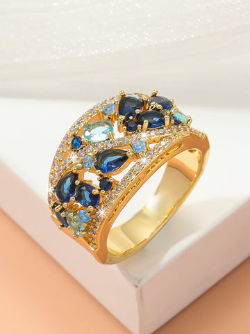 CZ Statement blue ring