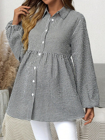 Maternity gingham blouse
