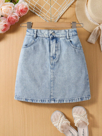 Girls a line denim skirt