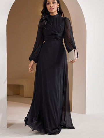 Elegant twist design black dress