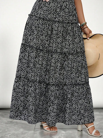 Plus ditsy floral skirt