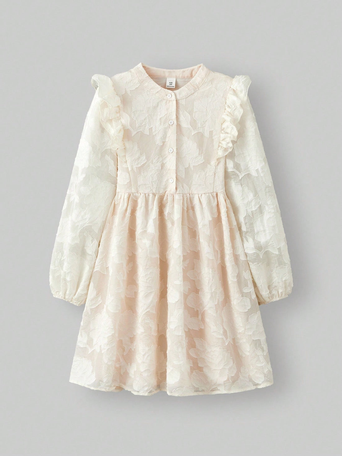 Tween girl cream puff sleeve dress
