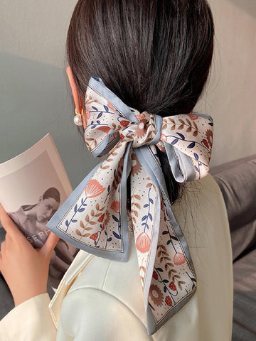 Floral print skinny scarf