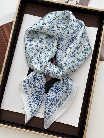 Paisley square satin scarf