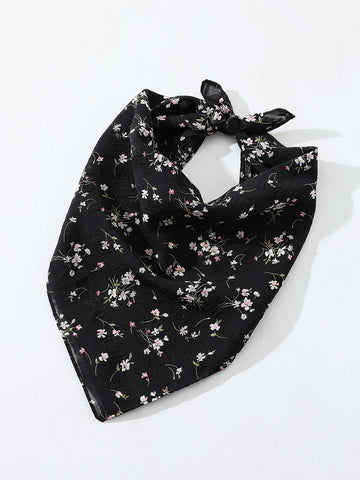 Black floral bandana scarf