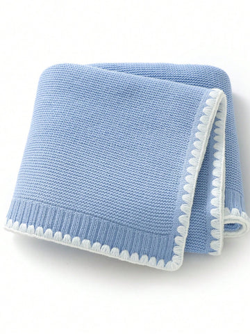 Baby blue knit blanket
