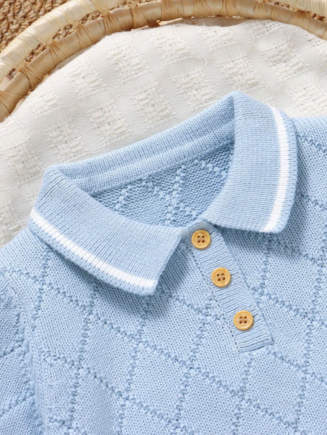 Dressy boys Light blue knit shirt and shorts set