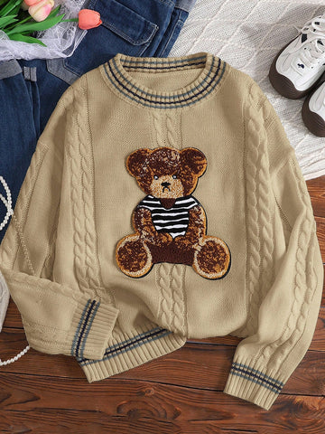 Brown knit bear sweater