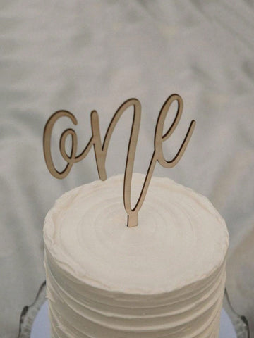 One- wooden cake topper