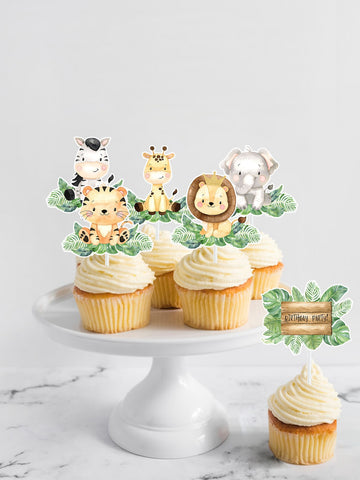 18 jungle cupcakes toppers