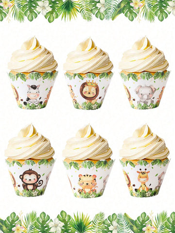 6 jungle cupcake wrappers