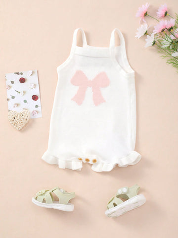 Knit bow romper