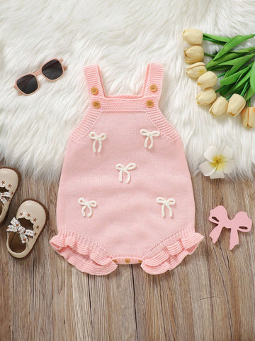 Pink knit romper