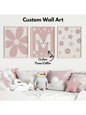 3 canvas print custom name set