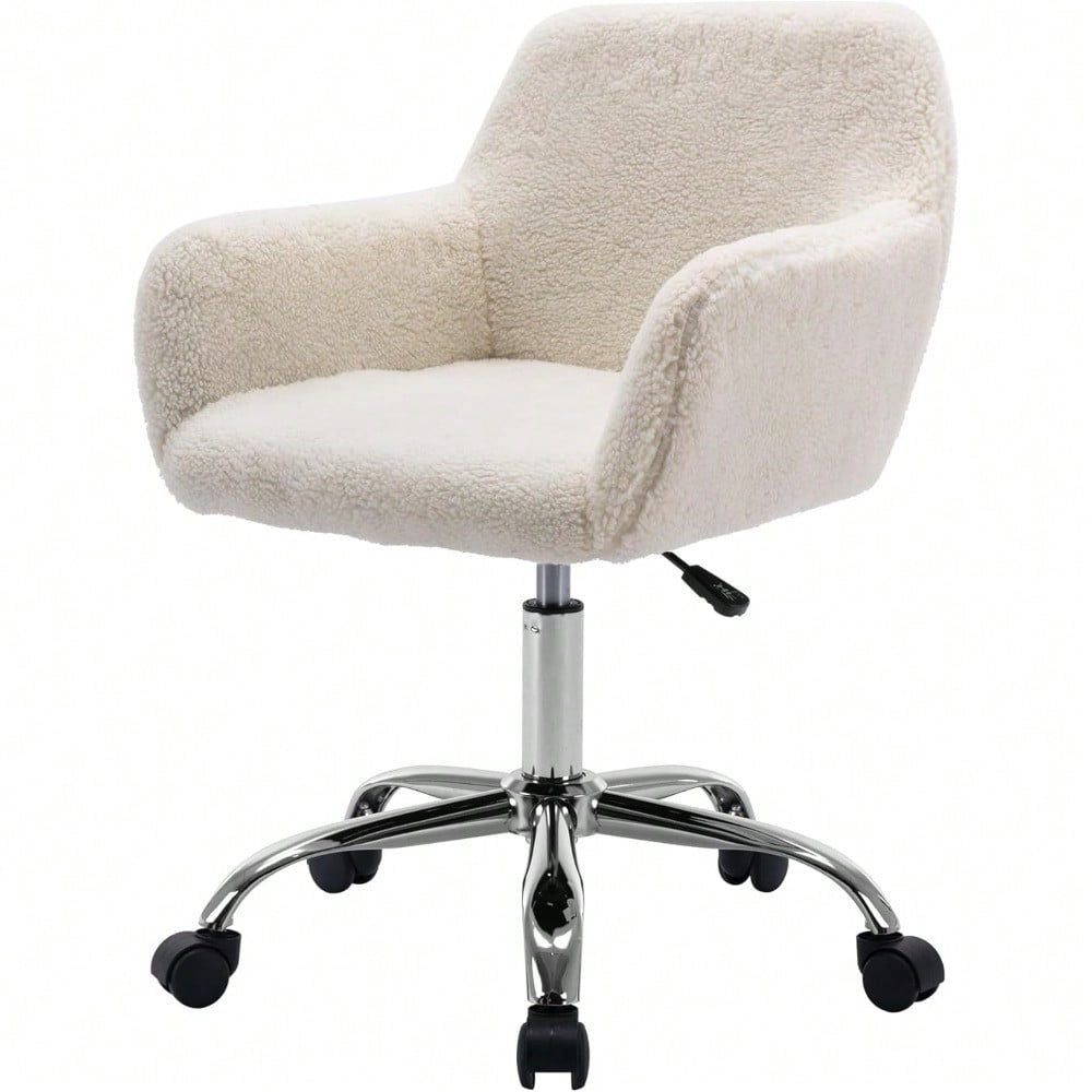 Faux fur white 360 swivel chair