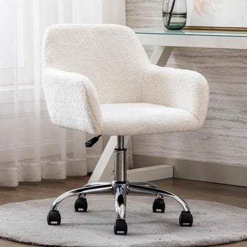 Faux fur white 360 swivel chair