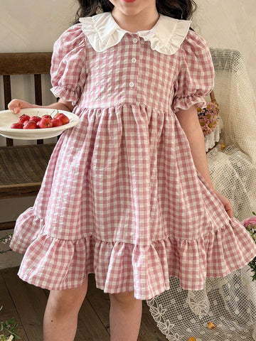 Girls pink gingham dress