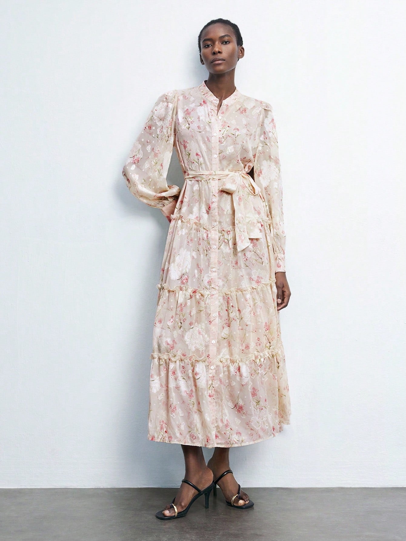 Zara inspired ditsy floral long sleeve dress