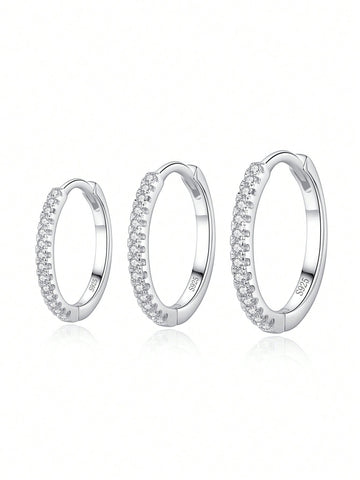 925 sterling silver CZ hoops