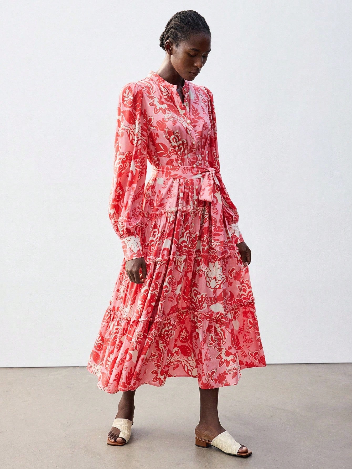 Zara inspired loose belted floral dress