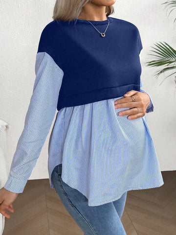 Maternity patchwork sweatshirt