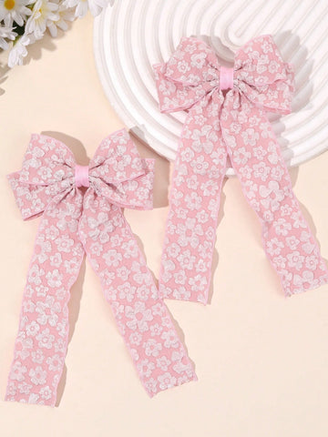 2 pc lace bow cream/pink