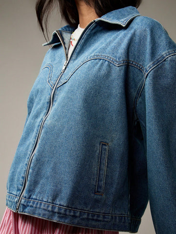 Missguided denim zip jacket