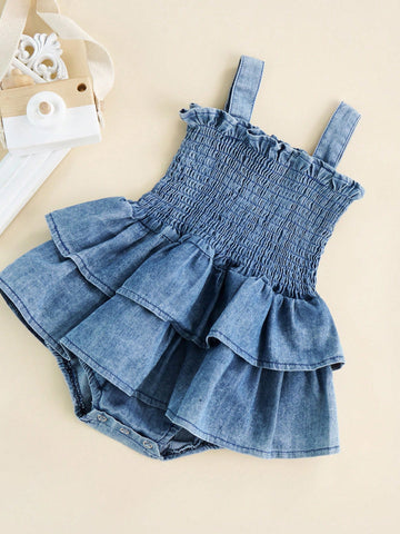 Baby girls denim romper