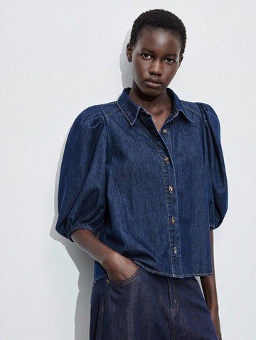 Zara Inspired Denim Puff sleeve Shirt