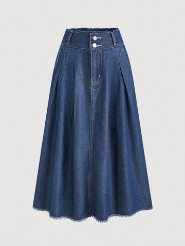 Relaxed Fit casual denim maxi skirt