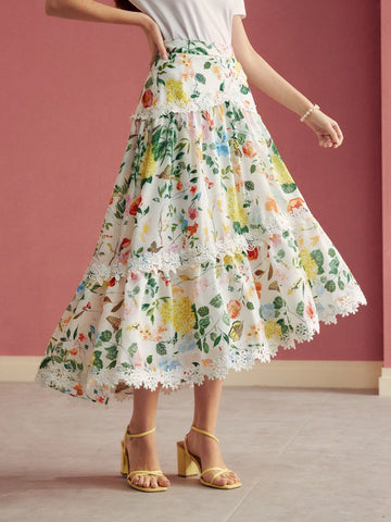 MOTF lace floral skirt