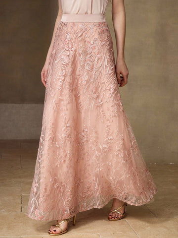 MOTF pink sequin elegant maxi skirt