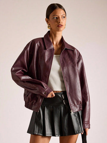 Burgundy leather jacket