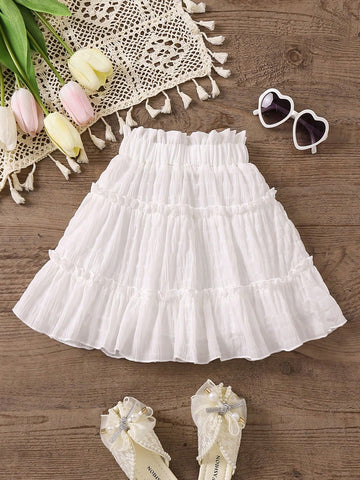 Young Girls' Ruffle Edge Multi-Layered A-Line Skirt
