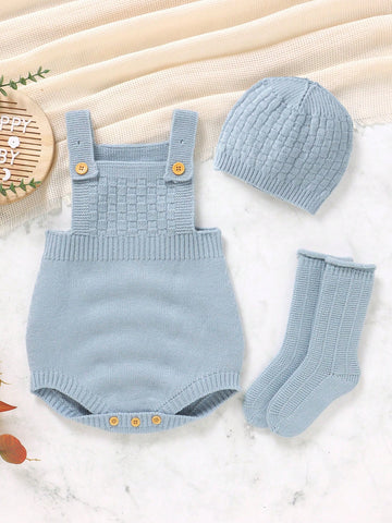 Baby Boy Spring Rib Knit Comfortable Jumpsuit Sweater