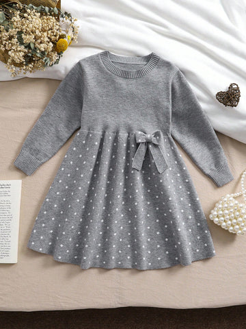 Kids Grey Knit Dress