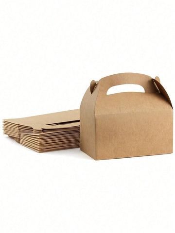 20 Party Candy Boxes,6 X 3.5 X 3.5 Inch Brown Gift Box With Handle