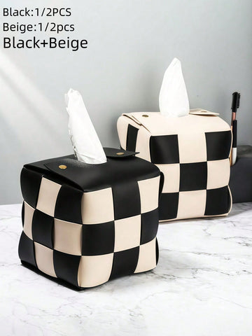 checkered tissue box cover