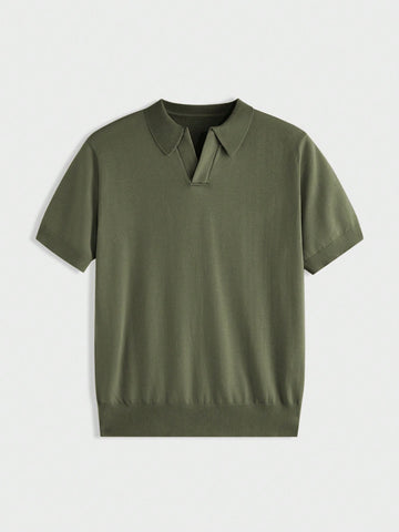 Men Short sleeve knit top Olive
