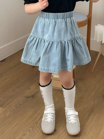 Kids Ruffle Denim Skirt