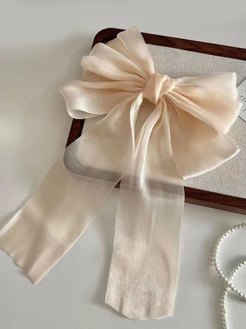 Satin Fabric Ribbon Bow Hair Clip