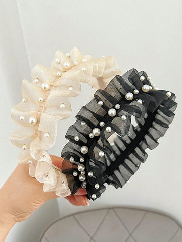Mesh & Pearl Simple Headband
