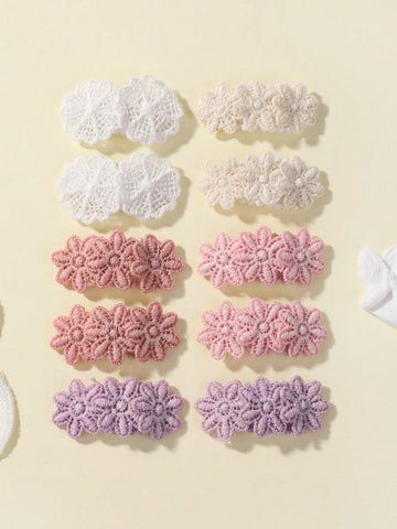 10pcs Solid Color Mini Flower Hair Clips