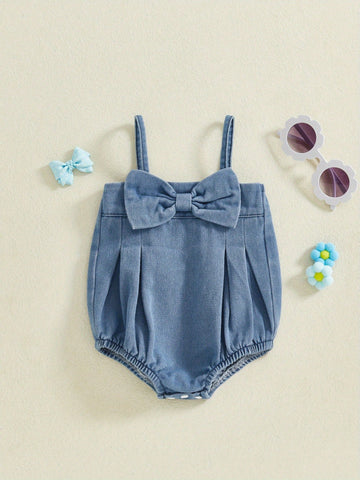 Baby Girls Denim Romper Sleeveless